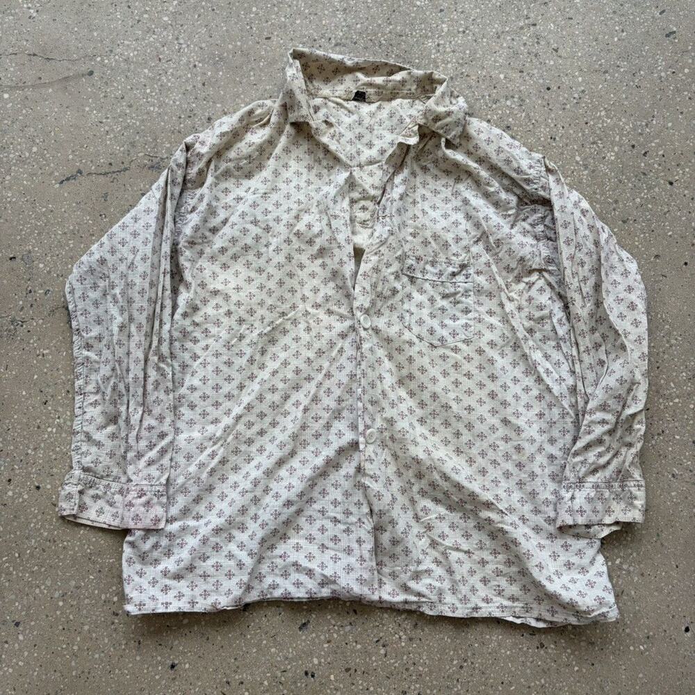 Vintage 50s Woodbury White Cotton Pattern Shirt